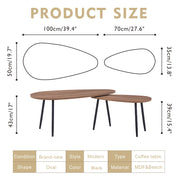 Table Gigognes Scandinave Lot de 2 Tables Basse pour Salon, Marron 2 Pièces AWS0731FR | LEUKHOUSE