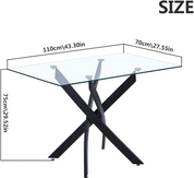 Table Salle a Manger en Verre Moderne Rectangulaire avec Noir Pieds pour Cuisine Bureau etc 110 x 70 x 75 cm AWS0214FR | LEUKHOUSE