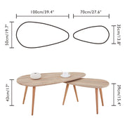 Table Gigognes Lot de 2 Tables Basses Moderne Bois pour Salon, Brun Clair AWS0732FR | LEUKHOUSE