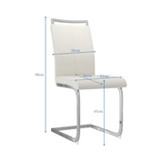 Lot de 4 Chaises de Salle à Manger, Design Cantilever, Structure Chrome, 98 cm x 43 cm (4, Blanche) AWS2661FR | LEUKHOUSE