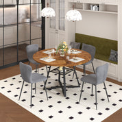 Table a Manger Ronde en Bois, Style Industriel, 120 x 120 x 75 cm, Table Étagère de Rangement Base Métallique Noire AWS2731FR | LEUKHOUSE