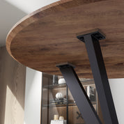 Table à Manger Ronde en Bois 80cm avec Base en Métal Noir 2-4 Personnes pour Cuisine  AWS19161FR | LEUKHOUSE