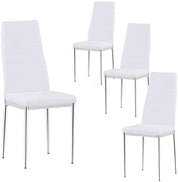 High Back White Dining Chairs Set of 4 with Gold Chromed Legs US | LEUKHOUSE