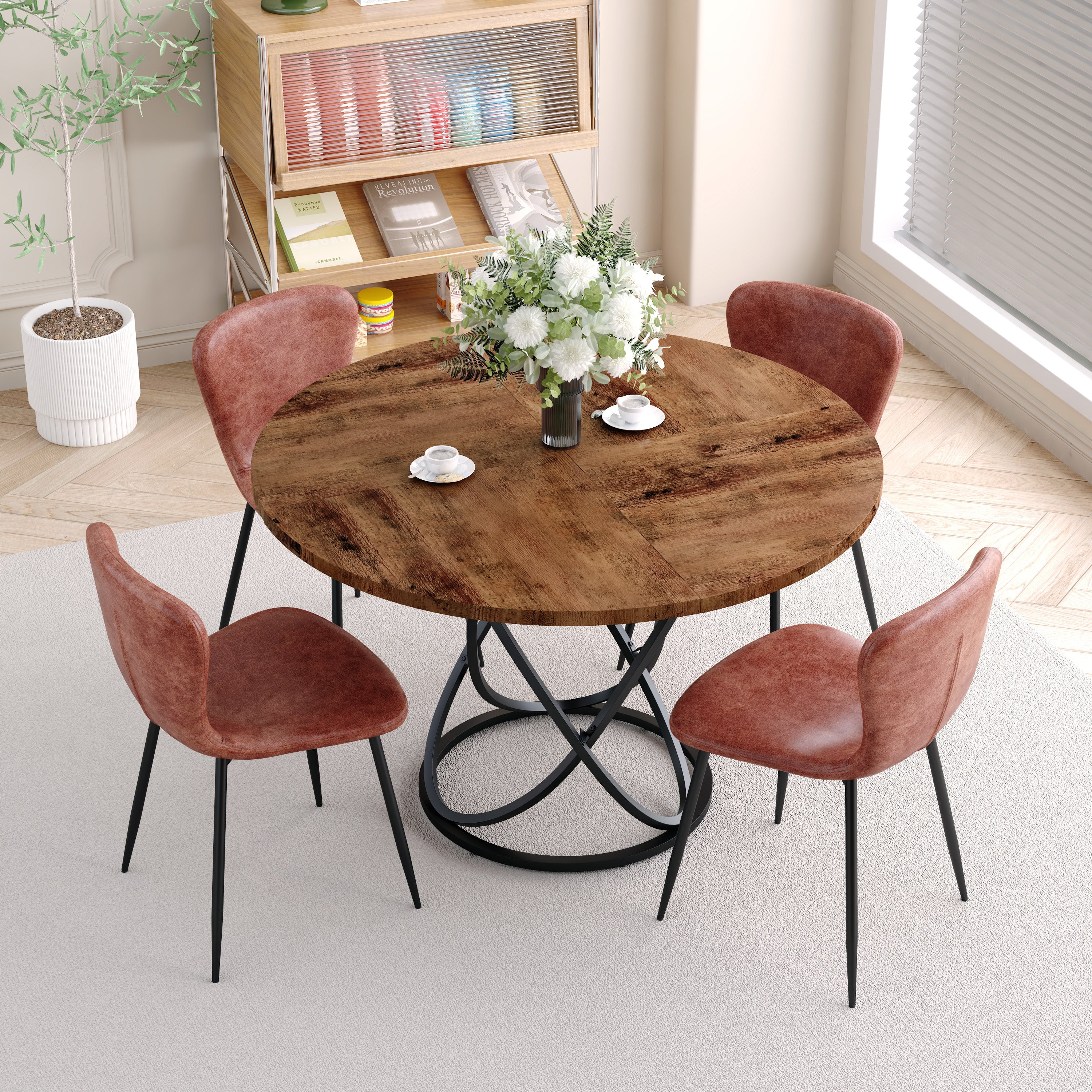 Round Dining Table 120x120cm Wooden/Black AWS205UK | LEUKHOUSE