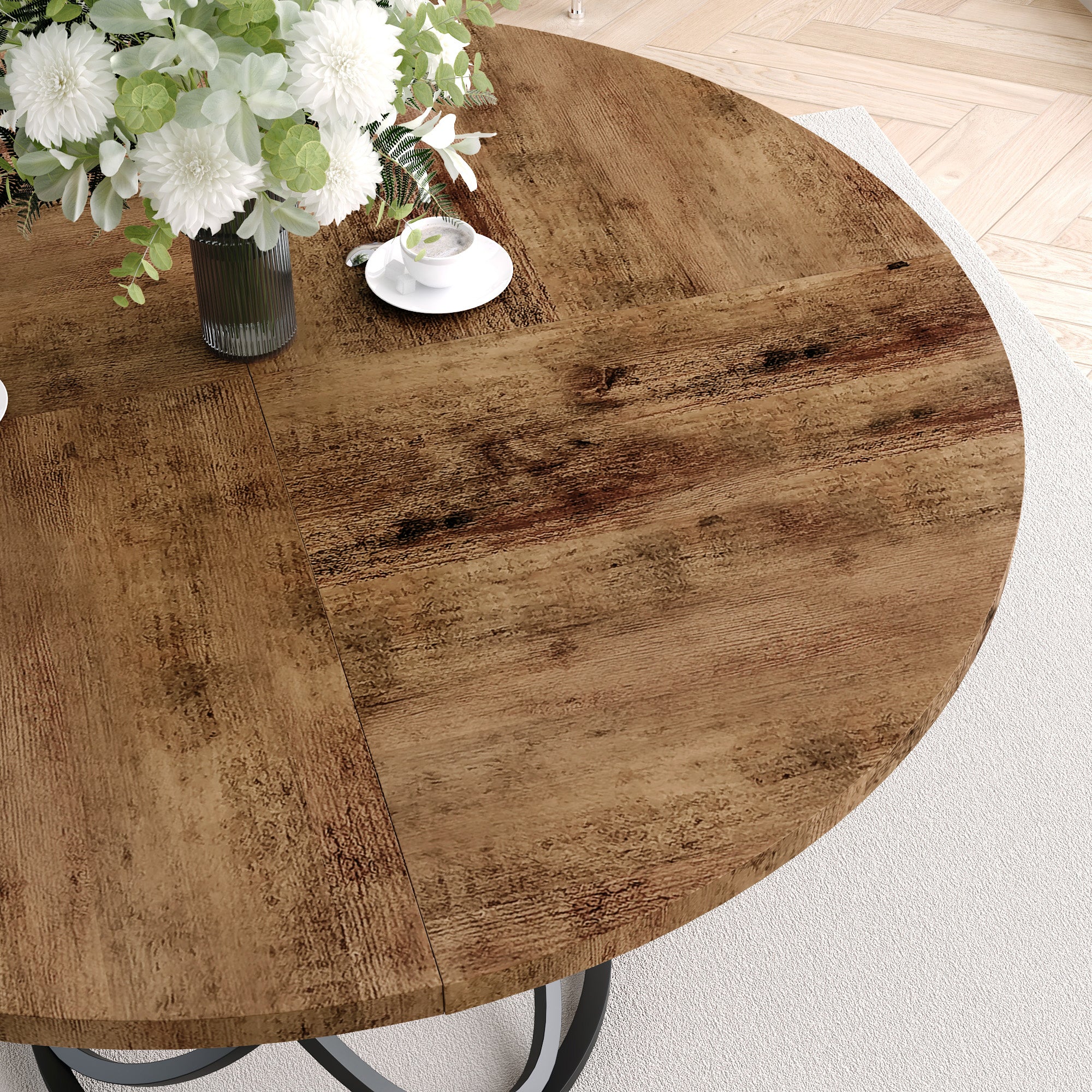 Round Dining Table 120x120cm Wooden/Black AWS205UK | LEUKHOUSE