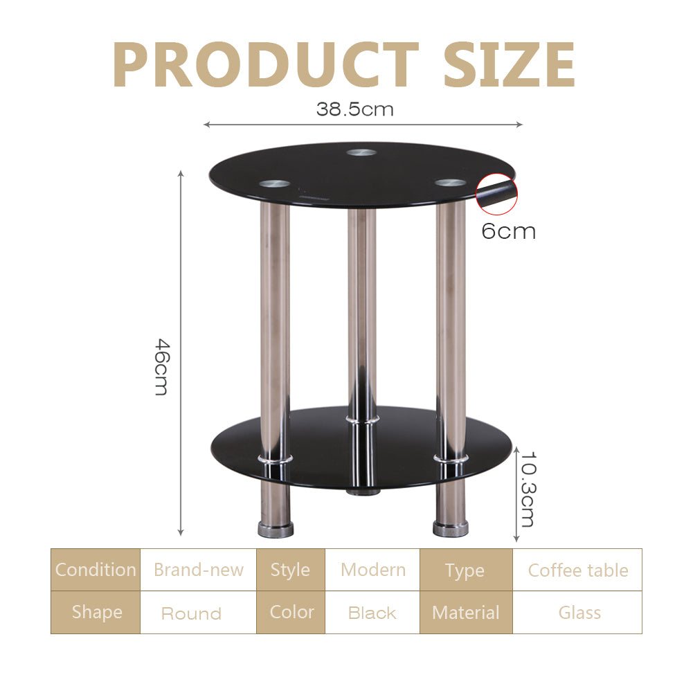 Small Round Glass Coffee Table Black AWS007UK | LEUKHOUSE