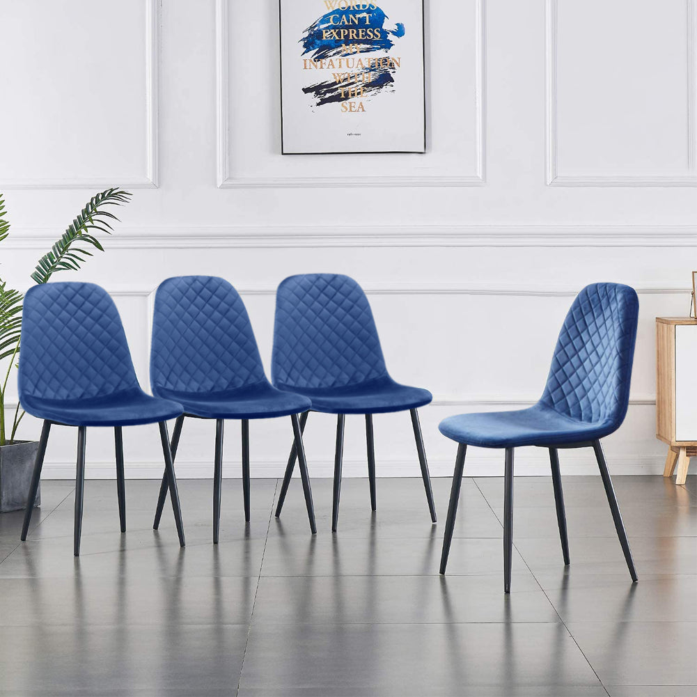 Dining Chairs Set of 4 Velvet/Blue AWS024UK | LEUKHOUSE