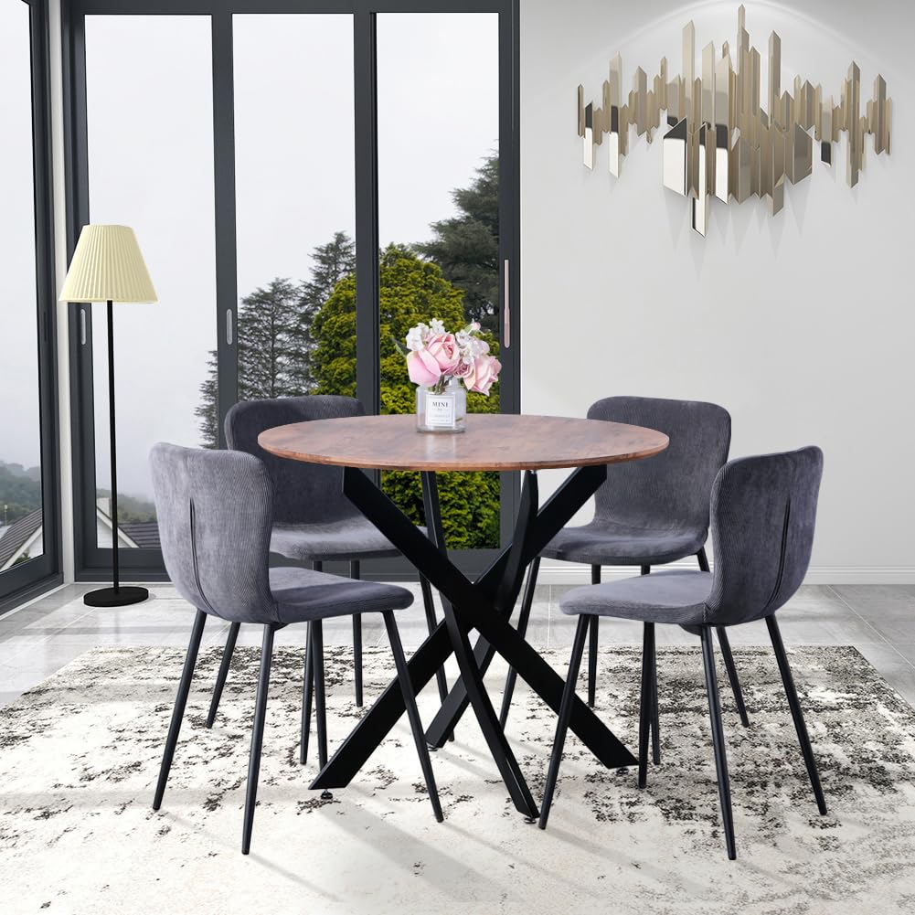 Round Dining Table 100x100cm Wooden/Black AWS022UK | LEUKHOUSE