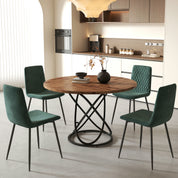 Table Ronde en Bois Salle à Manger 120 cm, Base en Métal Noir, Grande Tables Manger Style Rétro (Marron) AWS2051FR | LEUKHOUSE