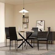 Glass Dining Table,47.2'' Rectangular Kitchen Table with Black Metal Legs, Modern Style Dining Table for Home Kitchen,Dining Room CA | LEUKHOUSE