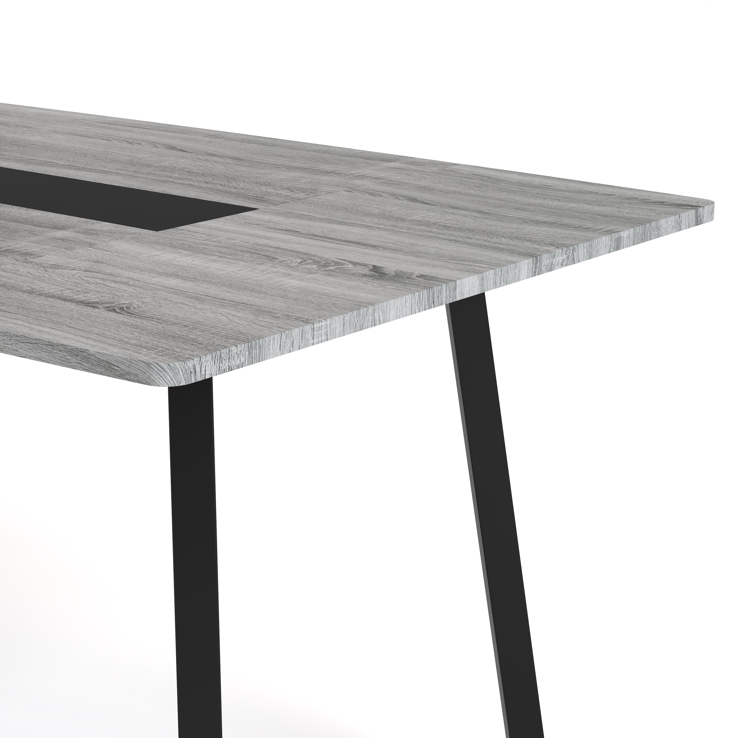 Table Salle à Manger 180 cm, Table en Bois, Structure Métallique, pour 4-8 Personnes, Gris et Noir  AWS2071FR | LEUKHOUSE