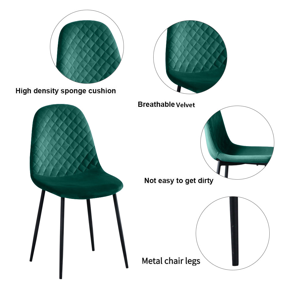 ot de 4 Chaises Vert Chaises Salle à Manger Chaises de Cuisine pour 4 Personnes,Vert AWS02414FR | LEUKHOUSE