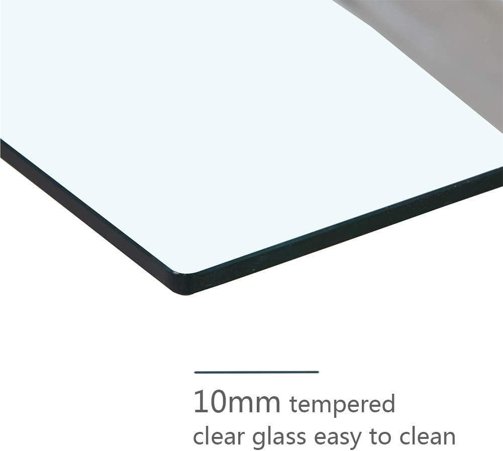 Glass Dining Table Set for 4, 47 Inches Kitchen Table Set,5 Piece Rectangular Table and PU Leather Chairs for Dining Room CA | LEUKHOUSE