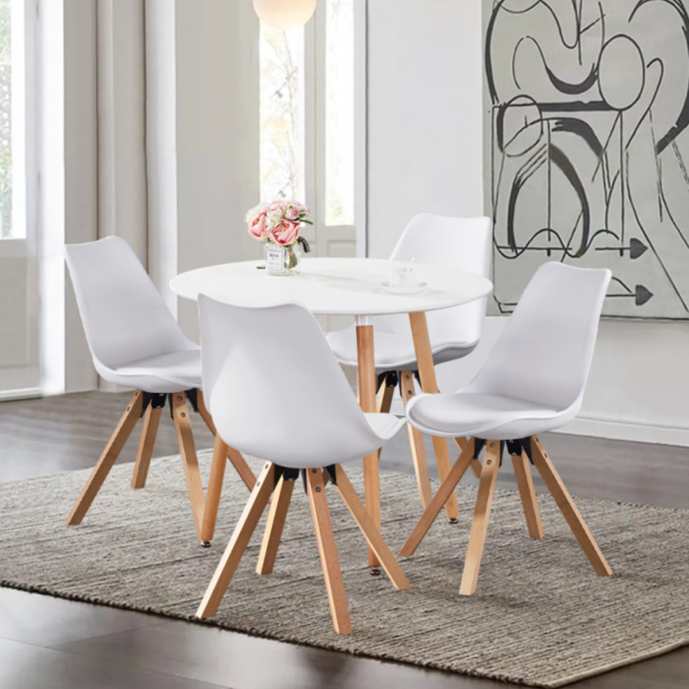 Round Dining Table 90x90cm White/Oak AWS041UK | LEUKHOUSE