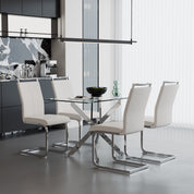 Lot de 4 Chaises de Salle à Manger, Design Cantilever, Structure Chrome, 98 cm x 43 cm (4, Blanche) AWS2661FR | LEUKHOUSE