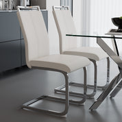Lot de 4 Chaises de Salle à Manger, Design Cantilever, Structure Chrome, 98 cm x 43 cm (4, Blanche) AWS2661FR | LEUKHOUSE
