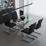 Dining Chairs Set of 4 Faux Leather/Black AWS266UK | LEUKHOUSE