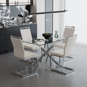 Lot de 4 Chaises de Salle à Manger, Design Cantilever, Structure Chrome, 98 cm x 43 cm (4, Blanche) AWS2661FR | LEUKHOUSE