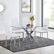 Rectangular Dining Table 120x70cm Glass/Silver AWS021UK | LEUKHOUSE