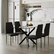 Chaises de Salle à Manger Lot de 4, Chaises de Cuisine en Tissu, Hauteur 89 cm, Pieds en Métal Noir, Noire AWS2702FR | LEUKHOUSE