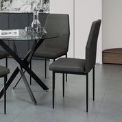 Chaises de Salle à Manger Lot de 4, Chaises de Cuisine en Tissu, Hauteur 89 cm, Pieds en Métal Noir, Noire AWS2702FR | LEUKHOUSE