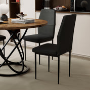 Chaises de Salle à Manger Lot de 4, Chaises de Cuisine en Tissu, Hauteur 89 cm, Pieds en Métal Noir, Noire AWS2702FR | LEUKHOUSE