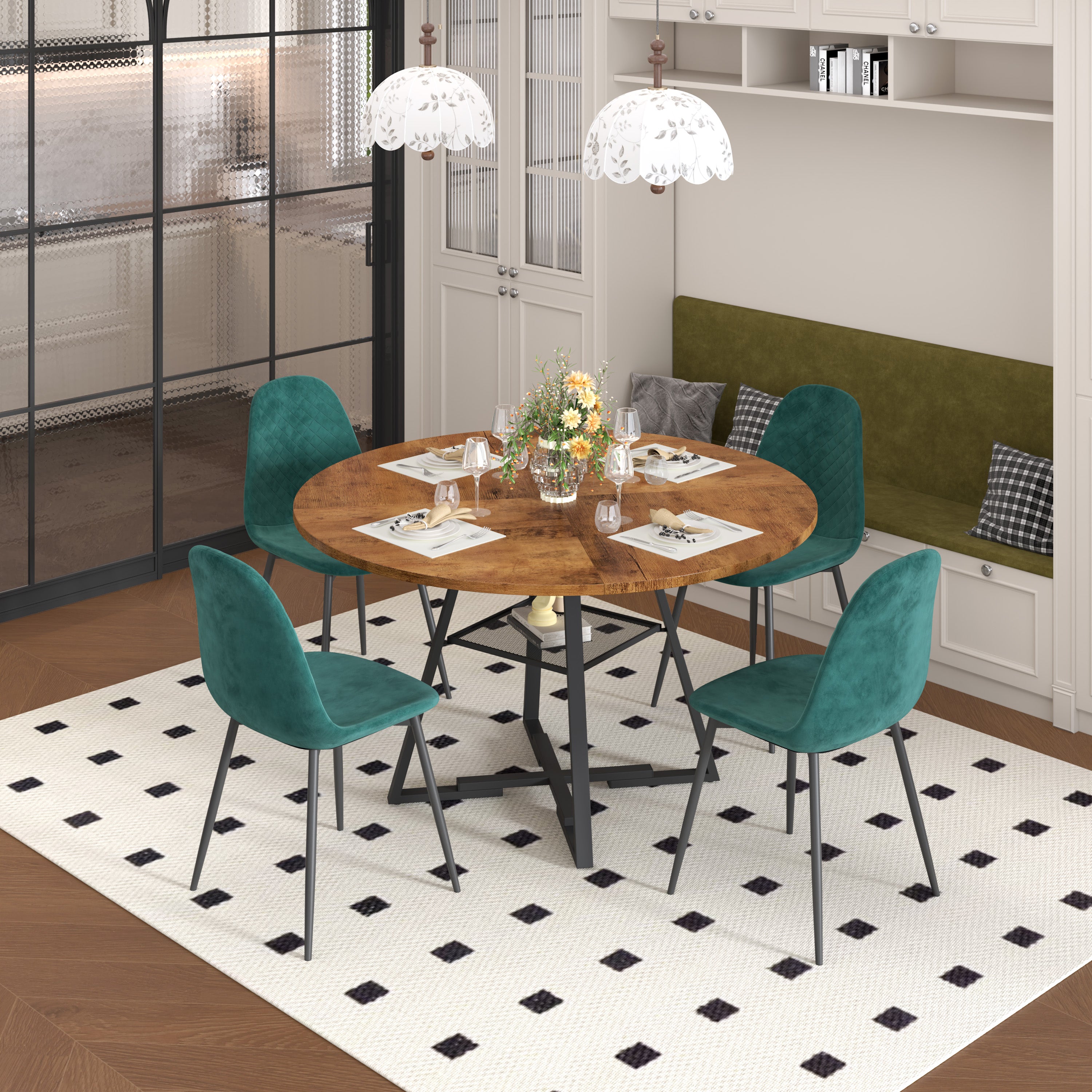 ot de 4 Chaises Vert Chaises Salle à Manger Chaises de Cuisine pour 4 Personnes,Vert AWS02414FR | LEUKHOUSE