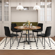 Table a Manger Ronde en Bois, Style Industriel, 120 x 120 x 75 cm, Table Étagère de Rangement Base Métallique Noire AWS2731FR | LEUKHOUSE