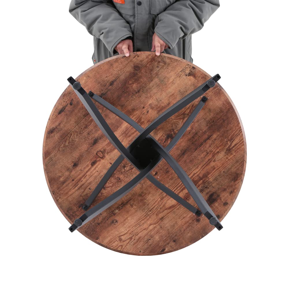 Round Dining Table 100x100cm Wooden/Black AWS022UK | LEUKHOUSE