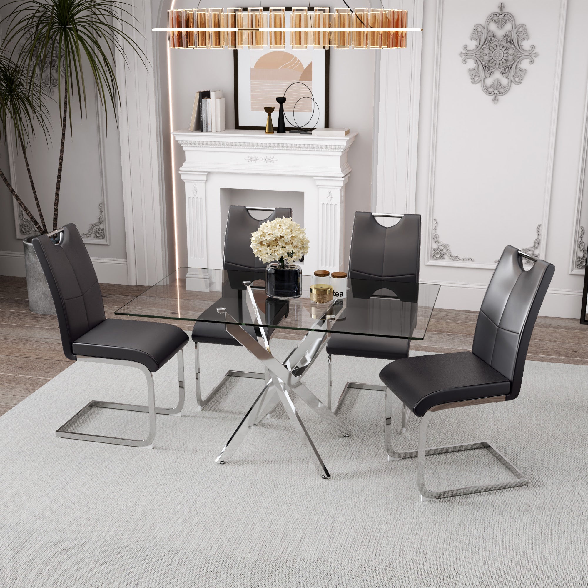 Rectangular Dining Table 120x70cm Glass/Silver AWS021UK | LEUKHOUSE