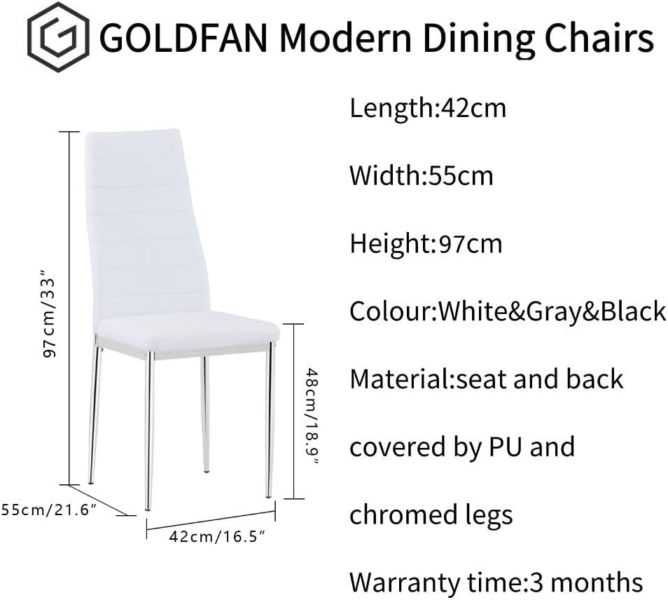 Glass Dining Table Set for 4, 47 Inches Kitchen Table Set,5 Piece Rectangular Table and PU Leather Chairs for Dining Room CA | LEUKHOUSE