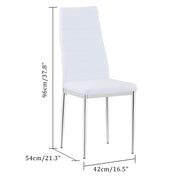 5 Piece Dining Table Table Set, Modern Tempered Glass Dining Table Set for 4 Kitchen Table Set with 4 Upholstered Chairs (Sliver Table with White Chairs) US | LEUKHOUSE