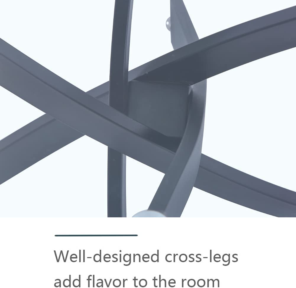 Glass Dining Table,47 Inches Modern Rectangular Kitchen Table with Black Metal Legs for Dining Room&Living Room CA | LEUKHOUSE