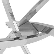 47" Tempered Glass Dining Table with Silver Metal Legs US | LEUKHOUSE