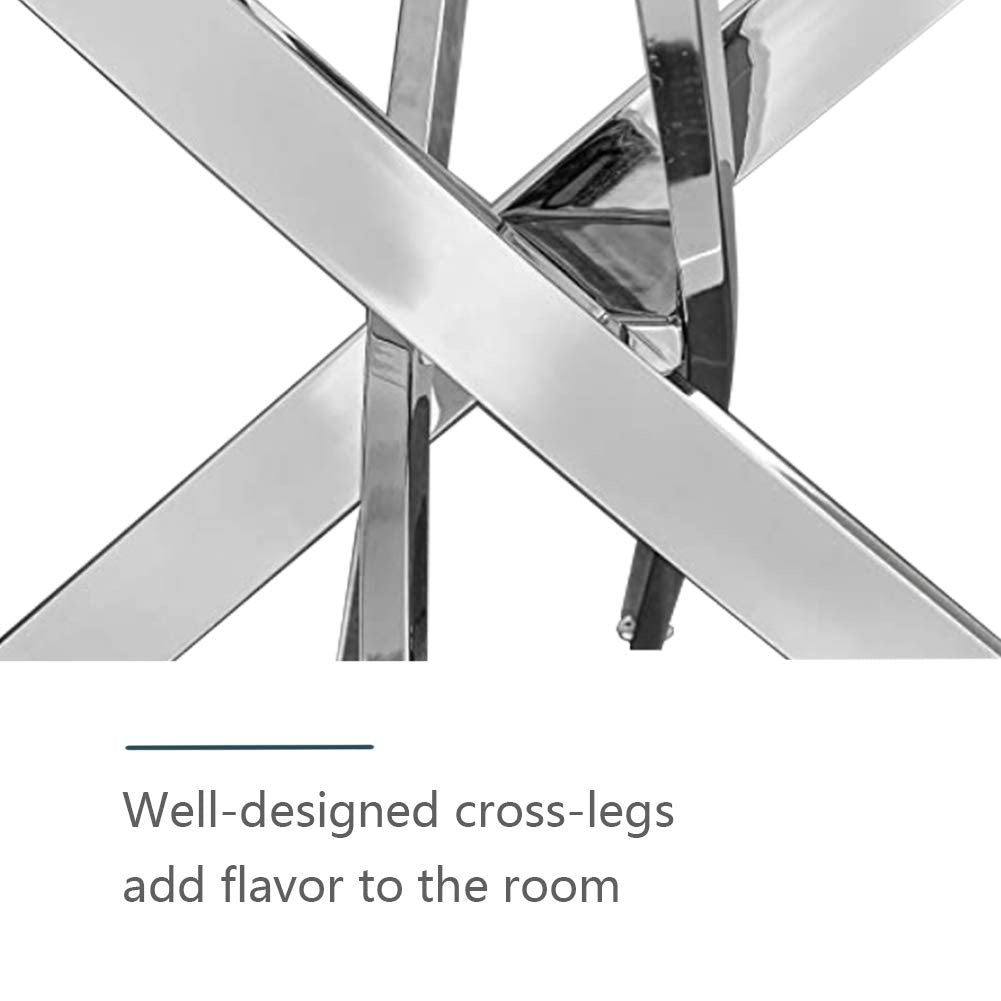 Glass Dining Table with Chromed Legs,47 inches Modern Rectangular Kitchen Table for Dining Kitchen Room CA| LEUKHOUSE