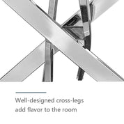 Glass Dining Table with Chromed Legs,47 inches Modern Rectangular Kitchen Table for Dining Kitchen Room CA| LEUKHOUSE