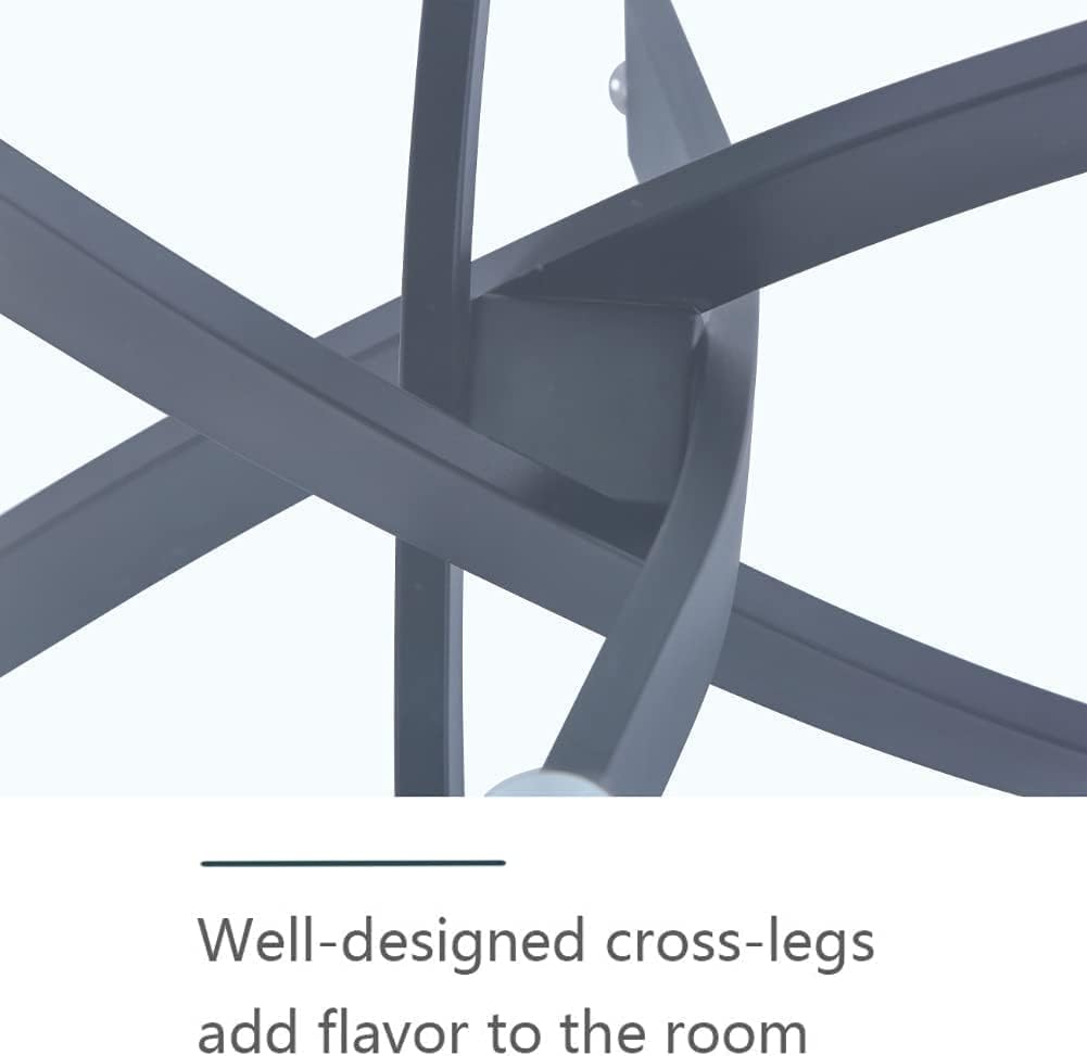 47" Tempered Glass Dining Table with Black Metal Legs US | LEUKHOUSE