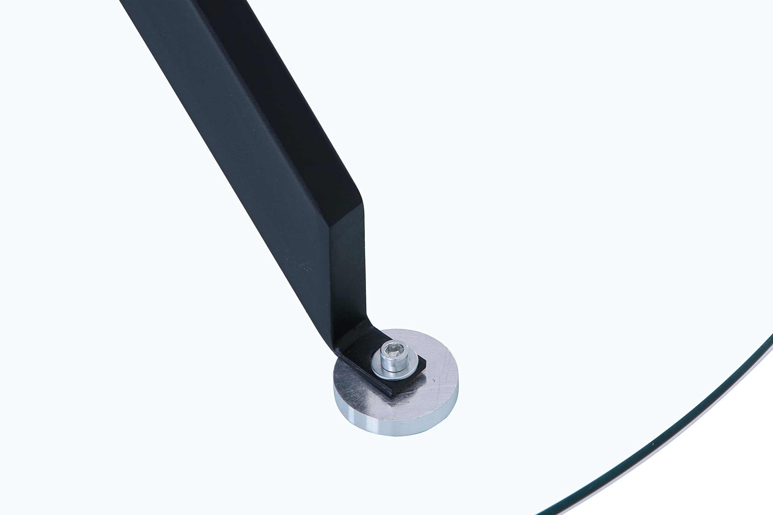 Glass Dining Table, 35.5 inches Round Modern Kitchen Table Home Furniture with Black Metal Legs for Dining Room&Living Room CA | LEUKHOUSE