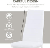 Round Tempered Glass Dining Table Set for 4 with 4 Upholstered Chairs (Sliver Table with White Chairs) US | LEUKHOUSE