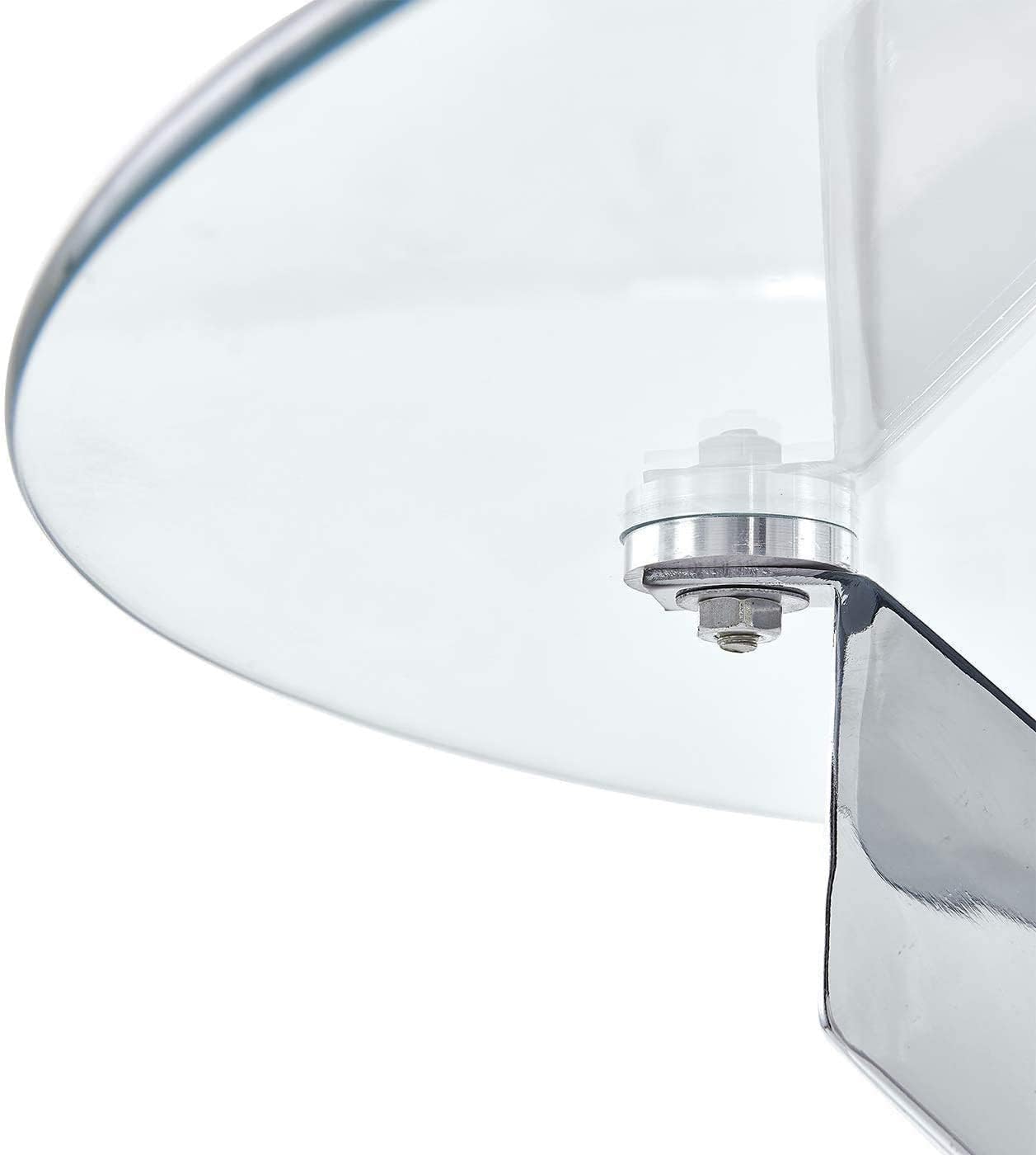 35.5 Inch Round Tempered Glass Dining Table for 2-4 with Chromed Legs (Silver/White) US | LEUKHOUSE