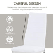 Round Glass Dining Table Set for 4,5 Piece Kitchen Table and PU Leather Chairs with Chromed Legs, 35.5 Inches Dining Table Set, White CA | LEUKHOUSE