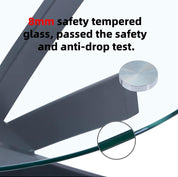 Round Tempered Glass Dining Table Set for 4 with 4 Velvet Chairs (Black Table with Grey Chairs) US | LEUKHOUSE