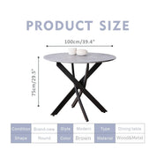 Round Dining Table 100x100cm Grey/Black AWS022UK | LEUKHOUSE