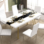 Rectangular Dining Table, Large Wooden Dining Table, 63 Inches Farmhouse Kitchen Table for Kitchen Dining Room CA | LEUKHOUSE