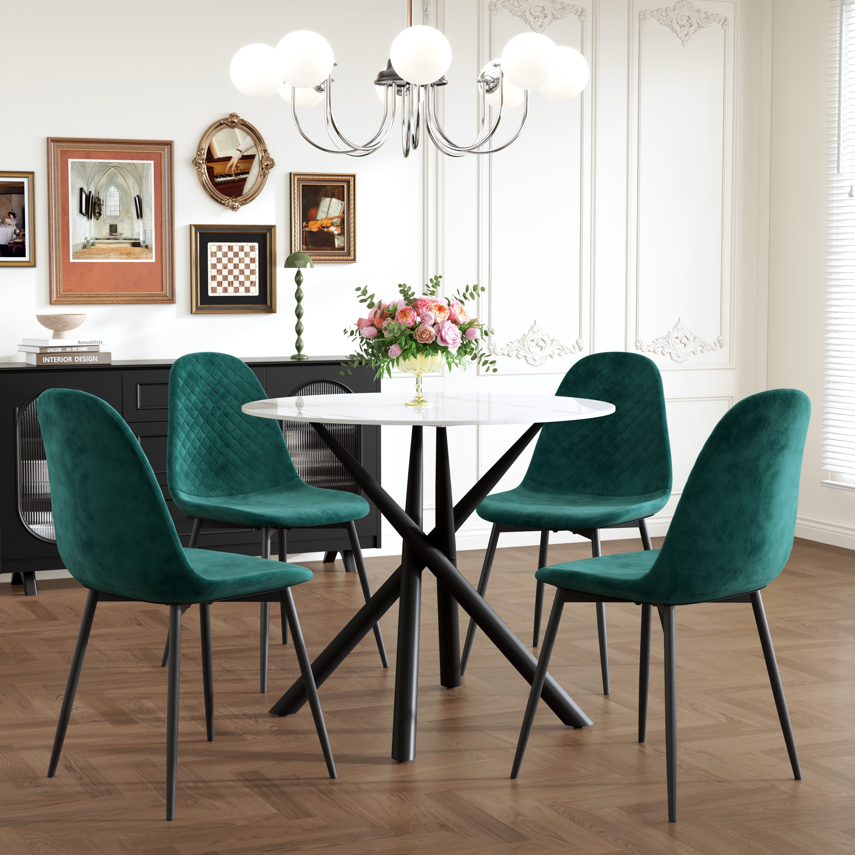 ot de 4 Chaises Vert Chaises Salle à Manger Chaises de Cuisine pour 4 Personnes,Vert AWS02414FR | LEUKHOUSE