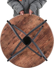 Table Ronde en Bois Salle à Manger de Cuisine pour 4 Personnes 80 cm, Marron AWS0229FR | LEUKHOUSE