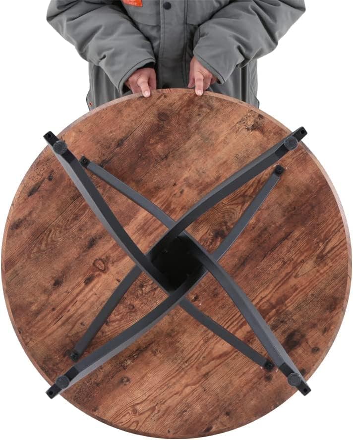 Table Ronde en Bois Salle à Manger de Cuisine pour 4 Personnes 80 cm, Marron AWS0229FR | LEUKHOUSE