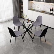 Chaises Salle à Manger Lot de 4 Chaises en Velours Gris Dos en Cuir Chaises de Cuisine pour 4 Personnes,Gris AWS024114FR | LEUKHOUSE