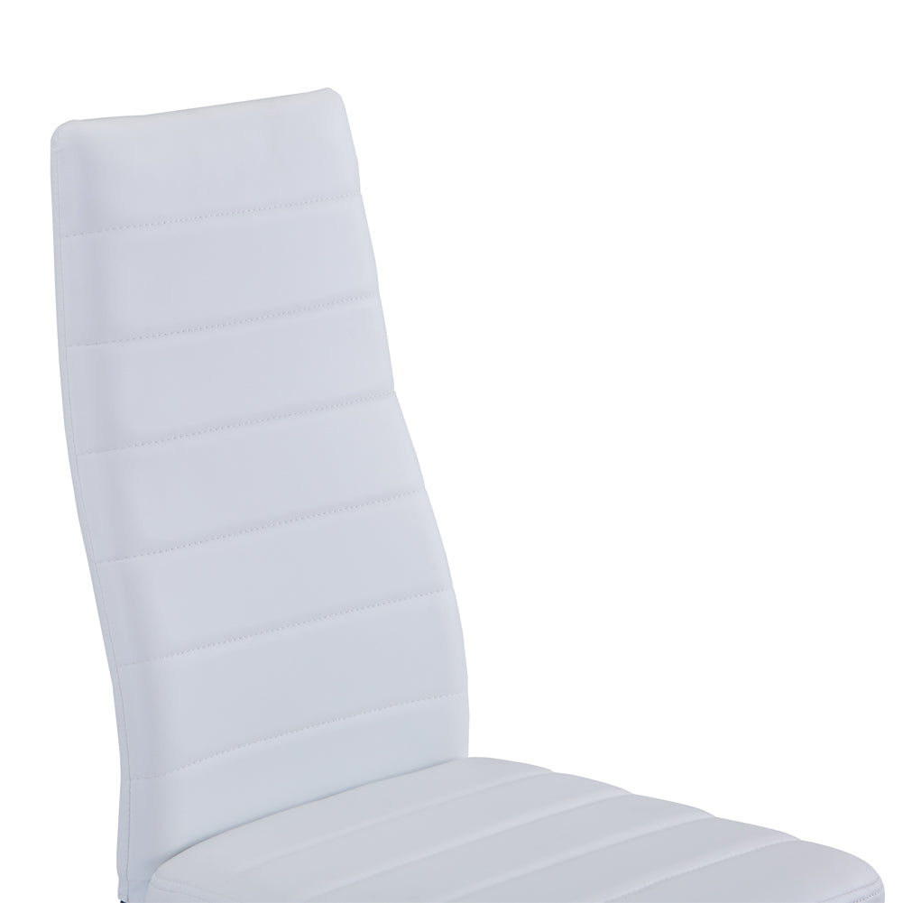Lot de 4 Chaises de Salle à Manger, Design Moderne, Similicuir Blanc, Pieds Chromés AWS01114FR | LEUKHOUSE