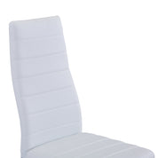 Lot de 4 Chaises de Salle à Manger, Design Moderne, Similicuir Blanc, Pieds Chromés AWS01114FR | LEUKHOUSE